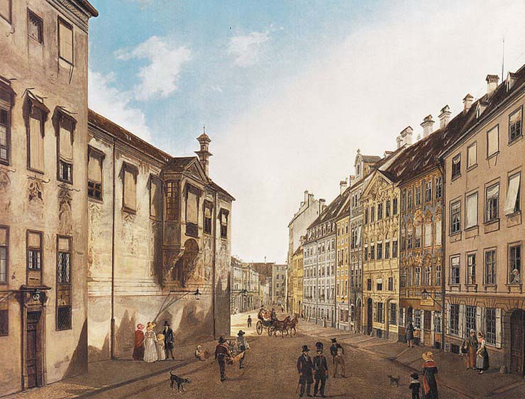 The Residenzstrabe in front of the Max-Joseph-Platz in the year 1826